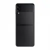 A black Samsung Galaxy Z Flip3 smartphone is shown from the back, in a closed position, against a white background. Produktbild-Vorschau
