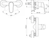 Technical drawing of a shower faucet with dimensions and angles. Produktbild-Vorschau