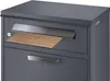 A close-up view of a dark gray parcel mailbox with a stainless steel slot and handle. Produktbild-Vorschau