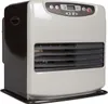 A white and dark brown portable heater is shown from the front. Produktbild-Vorschau