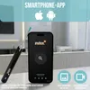 A smartphone app interface is shown next to a digital ear cleaning device, with icons for taking photos and videos. Produktbild-Vorschau