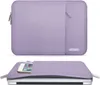 A lavender laptop sleeve shown from two angles, one closed and one open with a phone inside. Náhled obrázku produktu