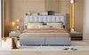 Boxspringbed - 160 x 200 cm, grijs, linnen en metaal, met Productafbeelding-voorbeeld 5