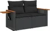 Design 9-tlg. Garten-Sofagarnitur mit Kissen Schwarz Poly Produktbild-Vorschau 5