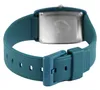 Close-up view of the back of a watch with a teal strap and buckle. Produktbild-Vorschau