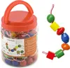 VIGA Jeu de perles colorées en bois, perles à enfiler Voir les images du produit 1