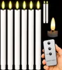 8er Set Echtwachs LED Stabkerzen 25 cm in Weiß, warmweiß Produktbild-Vorschau 1