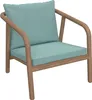 A single lounge chair with blue cushions against a white background. Produktbild-Vorschau