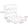 A sketch of a chair cushion with dimensions indicated. Voir les images du produit
