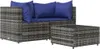 The Living Store 3-tlg. Garten-Lounge-Set mit Kissen Grau Produktbild-Vorschau 3