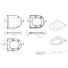 Technical drawings and 3D renderings of a toilet seat. Produktbild-Vorschau