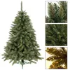 A detailed image of an artificial Christmas tree, with close-up insets showing the branches and lights. Produktbild-Vorschau