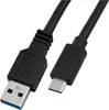 A black USB cable with a USB-A connector on one end and a USB-C connector on the other, shown against a white background. Anteprima dell’immagine prodotto