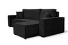 A black corduroy sectional sofa with an ottoman is shown against a white background. Produktbild-Vorschau