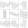 A collage of nine different configurations of modular shelving units, each composed of cube-like modules. Anteprima dell’immagine prodotto