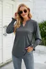 ASKSA Damen Blasen Langarm T-Shirt Elegant V-Ausschnitt Produktbild-Vorschau 2