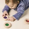 Senzorická drevená hračka pre bábätká – 7 x 7 x 2 cm – Náhľad obrázku produktu 3