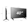 A side view and front view of a 40-inch smart TV with dimensions labeled. Produktbild-Vorschau