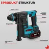 A diagram illustrating the structure and features of a cordless rotary hammer drill. Voir les images du produit