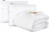 A white duvet and two white pillows are neatly arranged on a white background. Podgląd zdjęcia produktu