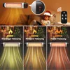 A collage showing an infrared heater in different settings and heat levels, with a child in a Santa hat in one section. Náhľad obrázku produktu