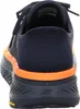 The back view of a blue and orange athletic shoe. Produktbild-Vorschau