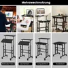 A collage of images showing different uses and models of a height-adjustable standing desk. Podgląd zdjęcia produktu