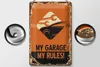 Blechschild Retro 20x30cm Auto my garage my rules Produktbild-Vorschau 3