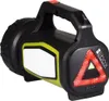 A black and yellow flashlight with a red warning triangle on the side. Podgląd zdjęcia produktu