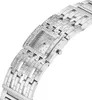 A close-up, angled shot of a silver Guess watch with diamond accents. Produktbild-Vorschau