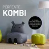A hippo-shaped beanbag chair and a round ottoman are shown on a rug in a room with a floor lamp. Podgląd zdjęcia produktu