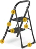 A black, two-step folding step stool is shown from a slightly angled front view against a white background. The stool has yellow circles with numbers on it, indicating different parts or features. Podgląd zdjęcia produktu
