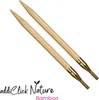 Two bamboo knitting needles with gold tips are shown against a white background, with the brand name and product type printed below. Produktbild-Vorschau
