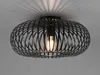 A black, modern ceiling light fixture with a cage-like design, casting intricate shadows on the ceiling. Náhled obrázku produktu