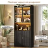 Vitrinekast, 80 x 35 x 200 cm, met 4 schuifdeuren met 2 Productafbeelding-voorbeeld 7