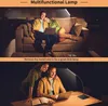 A couple relaxing on a couch and a couple working at a desk, both illuminated by a floor lamp. Produktbild-Vorschau