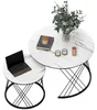 HOMCOM Couchtisch rund 2er Set Beistelltisch Produktbild-Vorschau 1