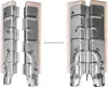 Two metal hinges shown separately on the left and joined together on the right, attached to wooden planks. Podgląd zdjęcia produktu