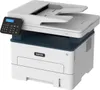 A white and dark gray Xerox B225dni A4 multifunction printer is shown from a three-quarter front angle against a white background. Produktbild-Vorschau