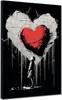 Herz Street Art Mädchen Black Leinwandbild Wandbild Produktbild-Vorschau 1