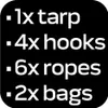 A black background with white text listing the contents of a product. Náhled obrázku produktu