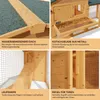 A collage of four images showing different features of a wooden rabbit hutch. Anteprima dell’immagine prodotto