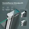 Close-up of a shower door profile with text and diagrams highlighting features. Produktbild-Vorschau