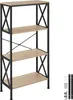 A freestanding shelf unit with a metal frame and wooden shelves. Voir les images du produit