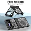 A product image showing a foldable phone case in both open and closed positions, displayed on a light blue surface against a white background. Produktbild-Vorschau