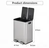 Vidacharmy Cubo de Basura Reciclaje 2 x 20L (40L), Acero Vista previa de la imagen del producto 2