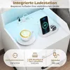 A close-up view of a white nightstand with integrated charging features, including a coffee cup and electronic devices charging. Anteprima dell’immagine prodotto