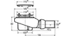 A technical drawing with dimensions of a plumbing drain fitting. Produktbild-Vorschau