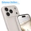 A close-up view of a smartphone case, showing the camera module and the front screen with a beach landscape. Produktbild-Vorschau