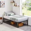 A bedroom corner with a single bed, shelves, and a window. Produktbild-Vorschau
